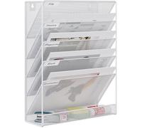 6 Compartiments Métal Porte Document Mural A4 Porte Revue Suspendu Organisateur de Bureau à 6 Compartiments-1 Blanc VITRINE