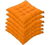 6 Coussins de Chaises Carrés 40x40 Coussins de Siège Décoration Maison Coussin Mat Matelassée,Confortable et coloré (Orange)