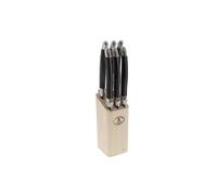 6 couteaux laguiole 'angle' avec bloc en bois naturel - Jean Dubost - Noir - Acier Inoxydable (inox)