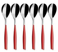 6 cuillères à café en acier inoxydable 18/10, de couleur rouge, compatibles avec le lave-vaisselle