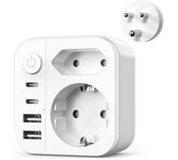 6 en 1 Adaptateur Afrique du Sud,3300W Adaptateur de Prise Type M Adaptateur de Voyage avec 2 USB A et 2 Type C(17W)