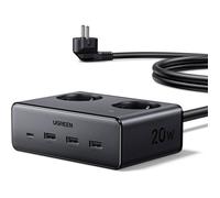 6 en 1 Multiprise Parafoudre et Surtension 3680W 2 Prise AC 4 USB avec Interrupteur Bloc Electrique USB C 20W Rallonge 1.3M