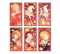 6 Enveloppes Rouges 2026 Année Du Cheval | Conçoit Un Cheval Blanc Avec Des Bénédictions Chinoises | Paquets D'argent Portebonheur Du Nouvel An Chinois Pour Cadeaux En Espèces Et Fête DuPrintemps