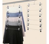 6 étages Porte-pantalons/jupes pliable en acier inoxydable, organisateur de rangement multi-couches économe en espace, convient pour la garde-robe et le placard, peut contenir des jeans, des jupes et 
