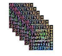 6 feuilles 1 pouce autocollants de lettre en vinyle autocollant coloré imperméable Sticker Glitter numéro de lettre étiquettes pour bouteilles d'eau tasse ordinateur portable