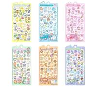 6 Feuilles Autocollants 3D pour Enfants, 3D Stickers Kawaii Cozy Sticker, Motifs Animaux et Pain, Self-adhesive, Gommettes Colorées pour Scrapbooking, DIY, Fête & Récompenses
