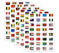 6 Feuilles D'autocollants De Drapeau du Monde,192 Pièces Autocollants De Drapeaux Autocollants De Passeport Stickers Pour Planificateur De Voyage Bagages Decoration Jeux Pour Planificateur