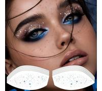 6 feuilles de tatouages pailletés colorés pour les yeux, stickers de liner à paillettes, ombres à paupières argentées. Décorations pour maquillage, festivals de Pâques, carnaval, rave, fête, rendez-vo