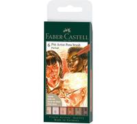 Faber-Castell Feutre PITT artist pen 167167 – Pointe pinceau – 6 pièces – Étui Portrait