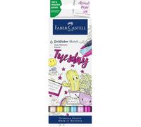 Faber-Castell Marqueurs Goldfaber Sketch – à alcool, pointe Brush et Fineliner – étui de 6 Kawaii