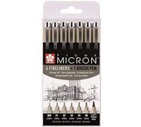 6 feutres - Noir - Assortiment de pointes - Pigma Micron Noir - Sakura Noir G