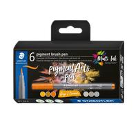 STAEDTLER Feutres pointe pinceau Pigment Art 371 – Étui carton 6 feutres gris & caramels 371 C6-4