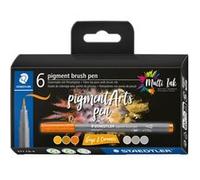 STAEDTLER Feutres pointe pinceau Pigment Art 371 – Étui carton 6 feutres gris & caramels 371 C6-4