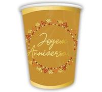 6 gobelets carton anniversaire inca 25cl jaune - générique boh1gb2500 Jaune G