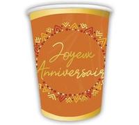 6 gobelets carton anniversaire inca 25cl orange - générique boh2gb2500 Orange G