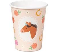 6 gobelets carton cheval fleur 22cl rose - générique kpp77-eu1 Rose G