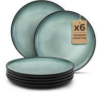 6 Grandes Assiette Sage - Assiettes Service de Table Riviera Collection Grandes Assiettes (6x) Sage - Compatible Micro-ond SALADIER