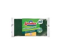 Spontex gratte-Eponge Fibres Recy s grattantes Vertes Résistante, 6 unités