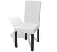 vidaXL Housses de chaise dos droit extensibles 6 pièces Blanc infroissable