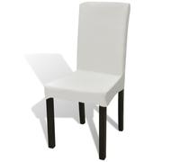 Lot De 6 Housses De Chaise Droites Extensibles En Tissu Élastique Infroissable Crème