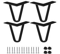 6 inch Pieds De Meuble en Épingle À Cheveux, Btowin 4 Pièces 10MM Pieds De Table en Métal avec Protectures De Plancher Et Vis Style Industriel pour DIY Banc Chaise Bureaux Noir/Doré