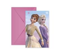 Procos 94057 Lot de 6 invitations La Reine des Neiges 2 Wind Spirit, FSC® Mix, avec enveloppe, pour anniversaire, fête à thème