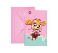 6 Invitations avec enveloppes Pat'Patrouille Stella et Everest - Rose