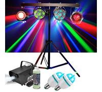6 JEUX DE LUMIERE, PIED DJ, MACHINE A FUMEE, PRODUIT PACK SONO LIGHT DJ idéal soirée dansante bar club famille disco fête Nöel