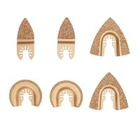 6 lames de scie oscillante, lames universelles en carbure pour outils multifonctions, formes mixtes en demi-cercle et triangulaires adaptées aux carreaux, au béton et au joint,