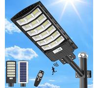 6 lampadaires solaires LED de 600W avec télécommande | Lampadaire solaire de 6500K, applique murale avec détecteur de mouvement | Éclairage extérieur, lampadaire pour l'extérieur