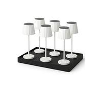 6 Lampes de table ABBY Blanc H30cm + base de chargement