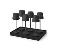 Lumisky Lot de 6 Lampe de table sans fil LED blanc chaud dimmable ABBY BLACK H29cm Noir avec plateau de chargement
