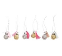6 mini boules de Noël à paillettes et pompons fluo & pastel Multicolore G