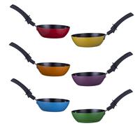 6 mini-poêles wok, diamètre 12 cm, antiadhésives, de couleurs variées, pour raclette et grill de table