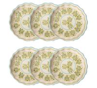 6 moules à tartelettes en grès, estampés à la main, vert/jaune, diamètre 11 cm, hauteur 3 cm