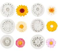 6 moules en silicone en forme de fleurs, moules 3D pour bougies, adaptés à la pâte à sucre, au savon et au chocolat. Flexibles, faciles à démouler et à nettoyer ; idéaux pour les bougies, le savon, la