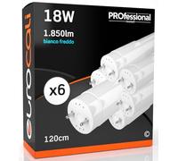 6 Neon LED 120 cm Reglette LED Tube Garage Blanc Froid 6500K G13 T8 18W | 1850 Lumen - Faisceau Lumineux 160° - Remplacement Néon