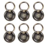 6 Pack Drawer Ring Pull Handles 1.77 Inch Vintage Antique Ring Pull Handle for Dresser Cabinet Cupboard Drawer Pull Handles Knobs,Bronze