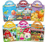 6 Pack Jelly Sticker Livres Ages 1-3 3-5, Livres autocollants réutilisables pour les enfants, Livres autocollants mignons pour les tout-petits 2-4 ans, Livre d'activité autocollant pour fille garçon