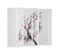 Paravent bois 6 pans bambou blanc