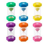 6 paquets de 6 sabliers colorés pour enfants, kit de sablier coloré 5/10/20/30/45/60 minutes, minuterie de couleur, minuterie, sablier, adapté pour cuisine, maison, humer