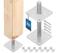 6 pces. Support de Poteau - Acier Galvanisé - 160 x 160 x 250 mm - M24 - Argent - Pied Réglable - Support Poteau Bois KOTARBAU