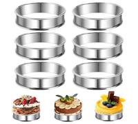 6 PCS 10,5 × 2,5 cm Cercle à Tarte Rond en Inox à Bord Roulé,Cercle a Patisserie,Cercle Tartelette,Anneaux à Gâteau,Anneaux Crumpet pour Muffins,Crêpes et Gâteaux,Antiadhésif Cercle Patisserie