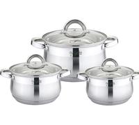 6 pcs. 18/10 acier inoxydable Batterie de cuisine induction 20/18/16cm Set de cuisine universel Casserole Couvercle Gastronomie