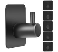 6 Pcs Crochet Adhesif Mural Noir, Accroche Torchon Cuisine Adhésif Sans Percage, Porte Serviette Salle de Bain Cuisine, Patère Crochets Adhésifs Muraux Acier Inoxydable pour Maison Portemanteau