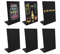 6 PCS Mini Tableau Noir A5 en Forme de L - Panneau d'Affichage Plastique Réutilisable 21 x 14,8 CM - Ardoise Craie pour Mariage, Fête, Étiquette de Prix