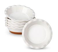 6 pcs. moule à tarte, mini moule à tarte en faïence pour tarte, tarte, quiche, dessert, avec bord haut ondulé, surface sésame