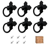6 Pcs Noir Poignee de Meuble Vintage, Tiroir Bague Poignée de Traction, Poignées de Tirage Antique, Bouton de Meuble pour Cui