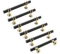 6 pcs poignée meuble cuisine, barre en T noir, entraxe 96 mm, acier inoxydable, pour armoires et tiroirs modernes .