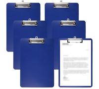 6 Pcs Porte Bloc A4 avec Pince, Plastique Planche Support Papier Bleu | Planchette à Pince Porte-formulaires, Binder A4 Clipboard File avec œillet de Suspension, Support Feuille pour Bureau L'école